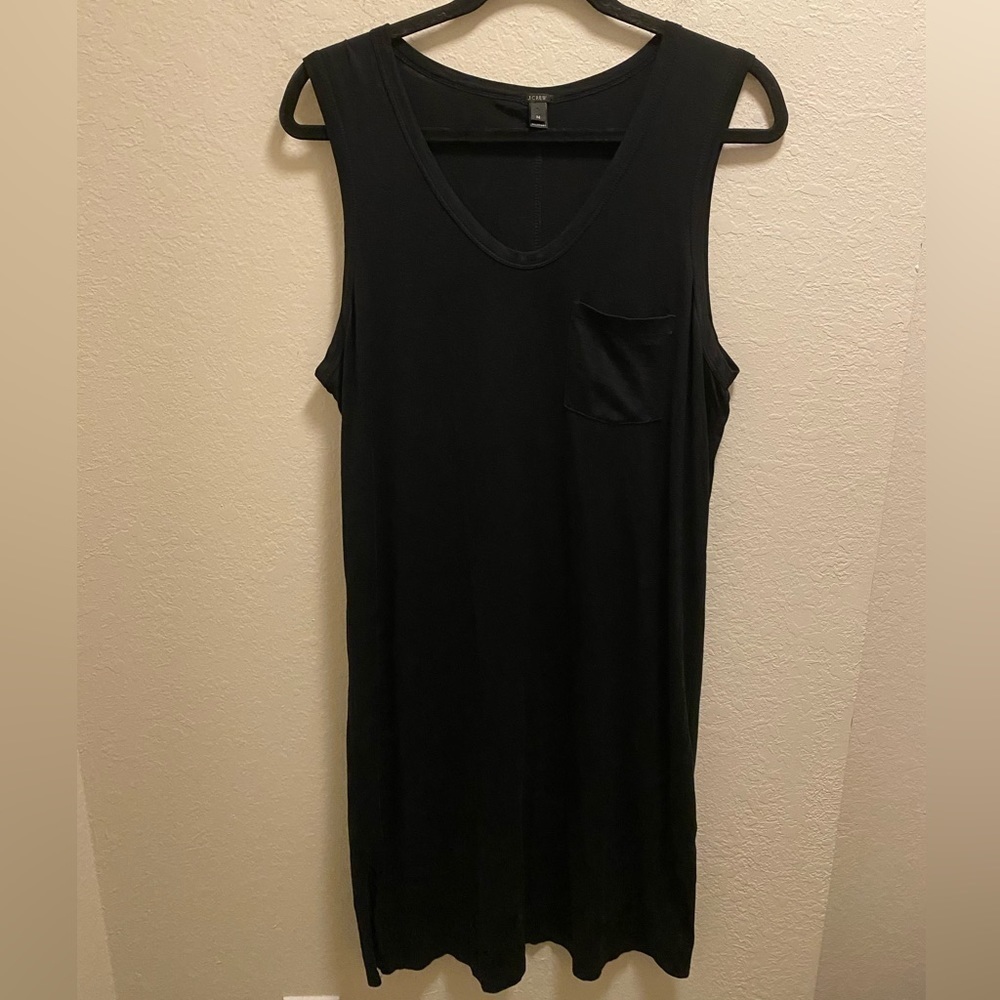 J. Crew Black Sleeveless Lightweight Midi Dress With Front Pocket Size Medium